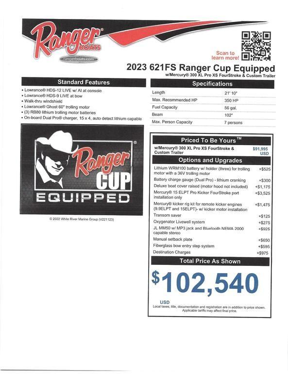 2023 Ranger 621FS Ranger Cup Equipped