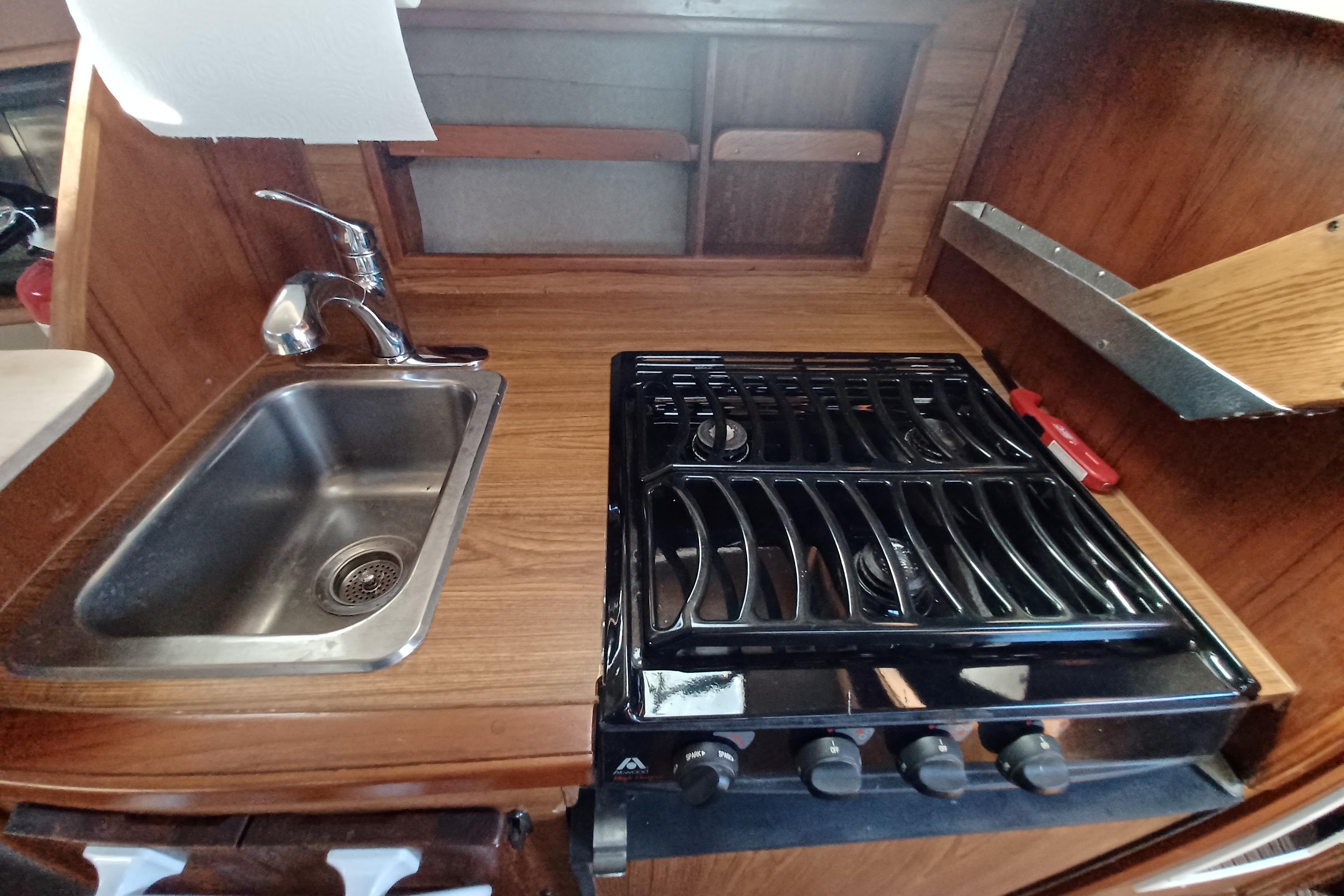 Sink and gas cooktop