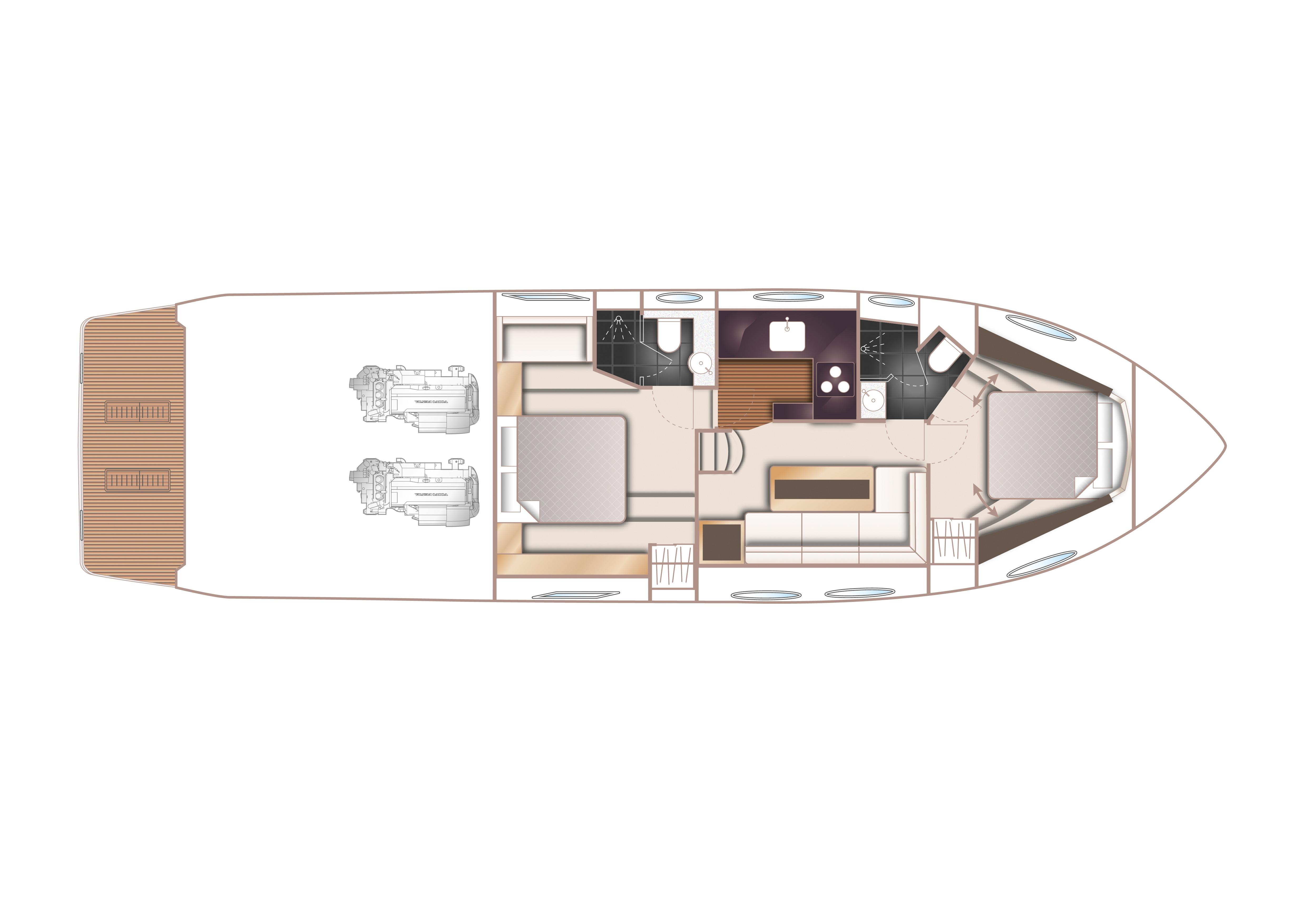 Manufacturer Provided Image: Princess V52 Lower Deck Layout Plan