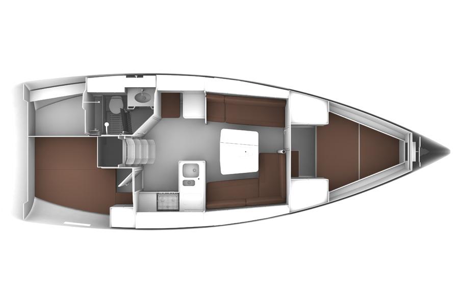 Manufacturer Provided Image: Bavaria Cruiser 37 Lower Deck Layout Plan