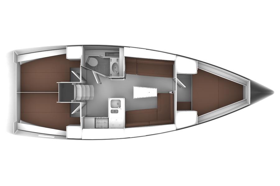 Manufacturer Provided Image: Bavaria Cruiser 37 Lower Deck Layout Plan