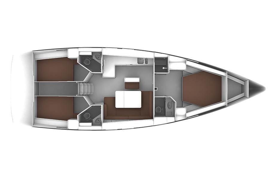 Manufacturer Provided Image: Bavaria Cruiser 46 Lower Deck Layout Plan
