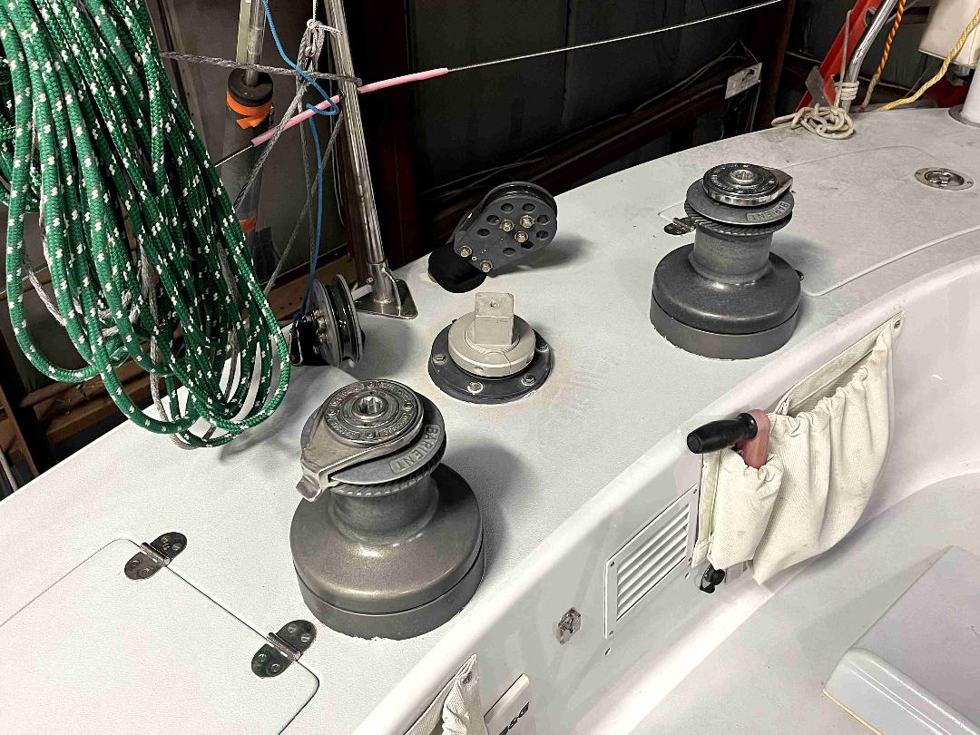 Running Backstay Winches and Top Rudder Bearing