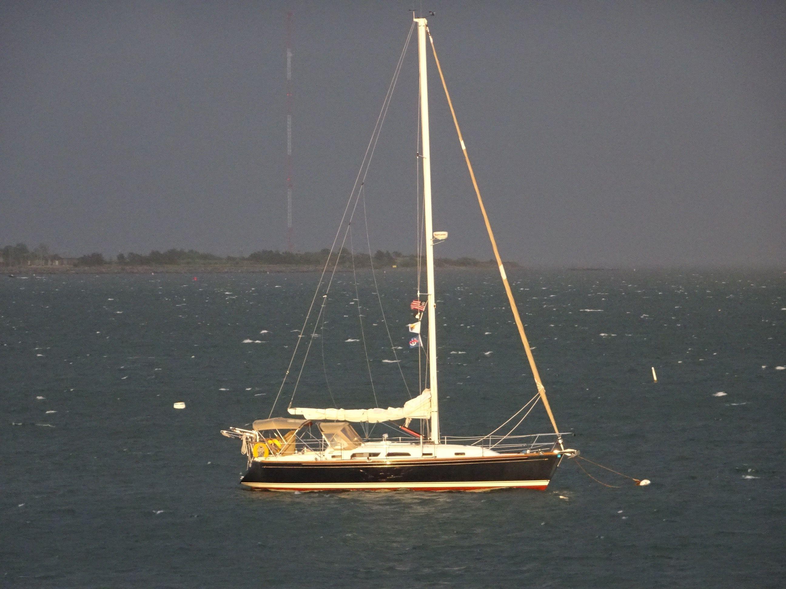 Sabre 386 Synergy on her mooring