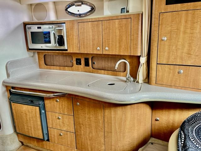 Galley w/ ac/dc refrigerator, microwave and stove
