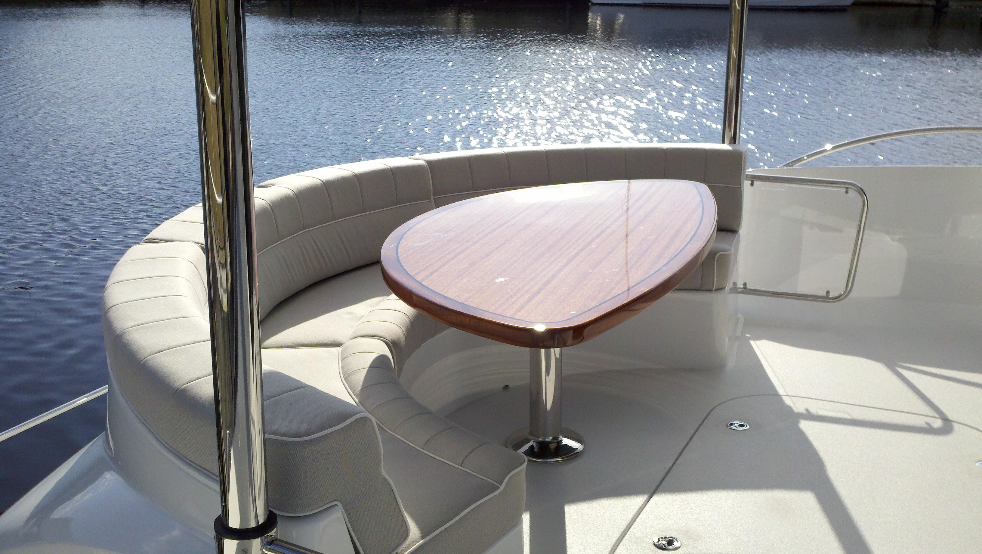 Aft deck lounge custom Release table and upholstery