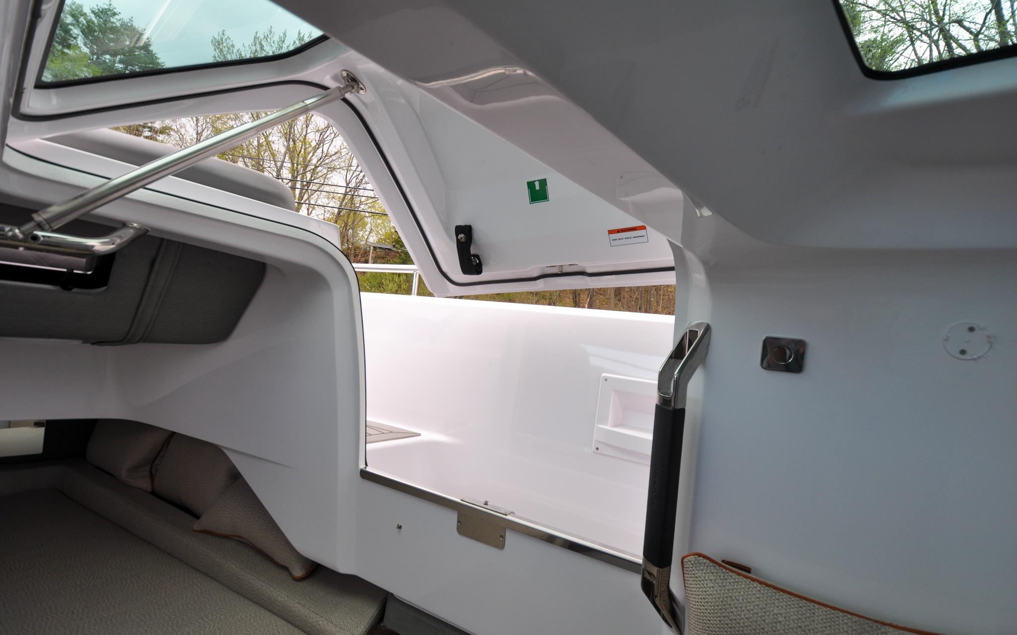 Axopar 37XC - Salt and Light - Forward Cabin - Gull Wing Door