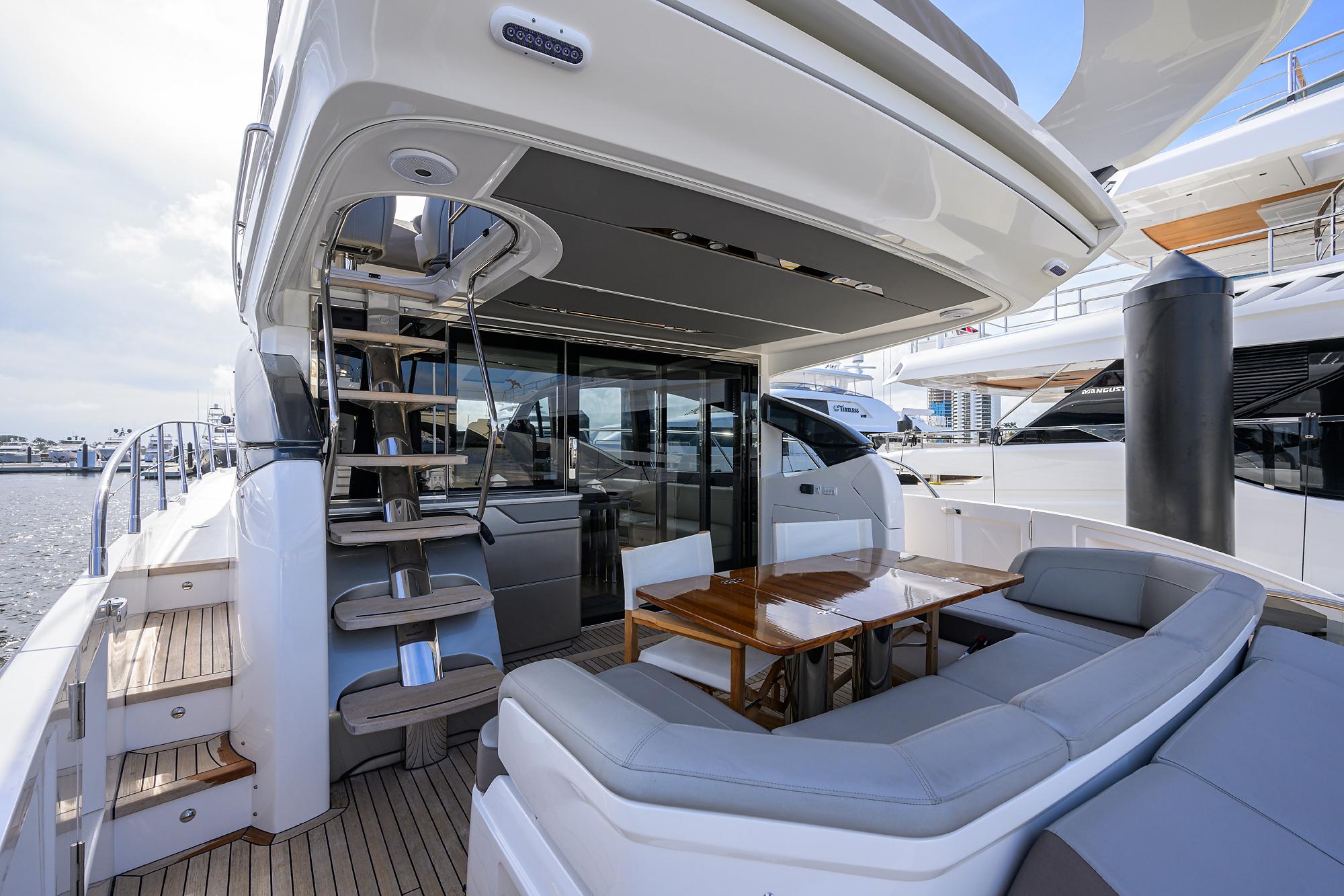 Princess S60 RockOn - Aft Deck, Stairs to Bridge, Seating and Table