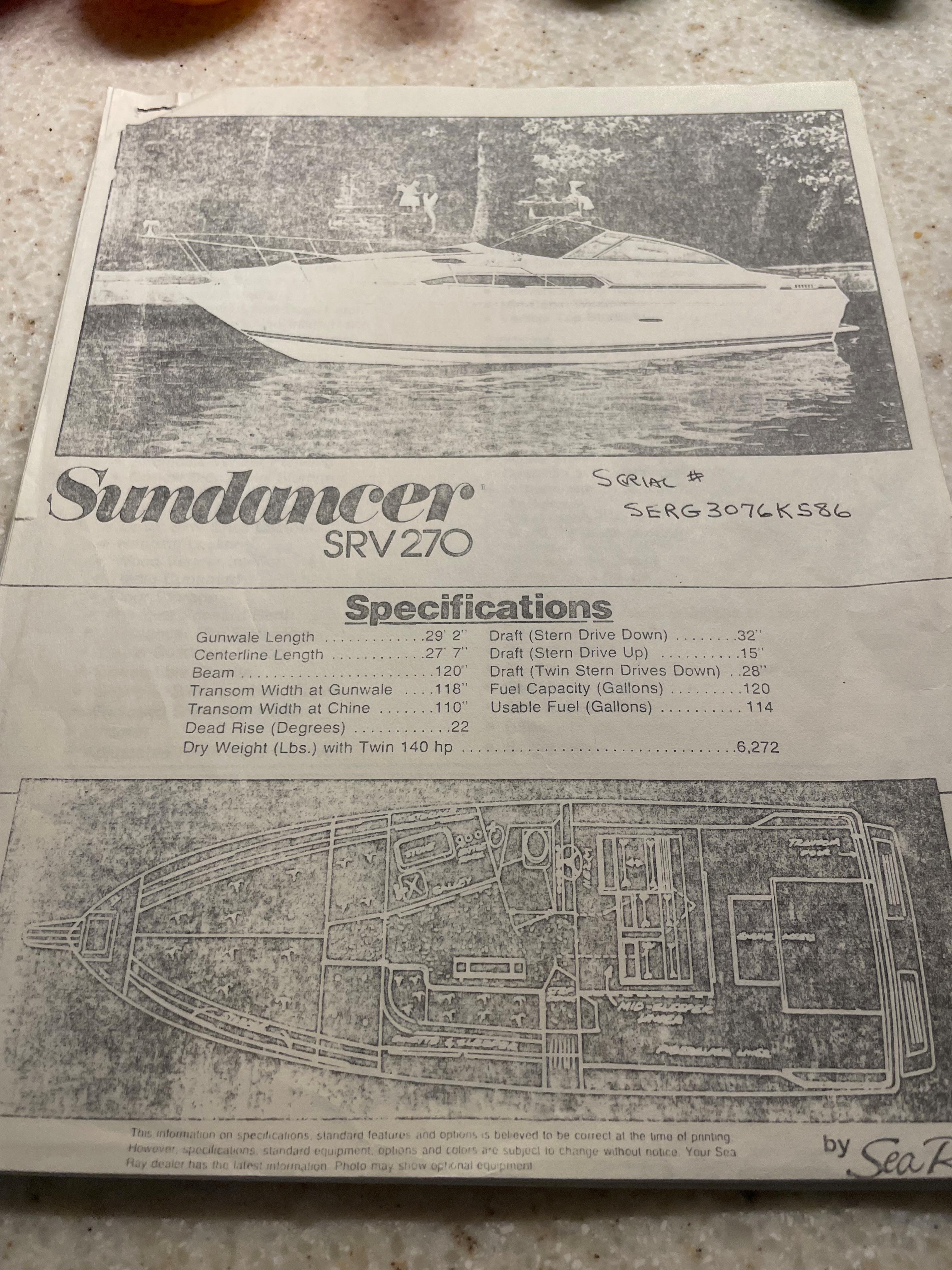 1986 Sea Ray Sundancer SRV 270