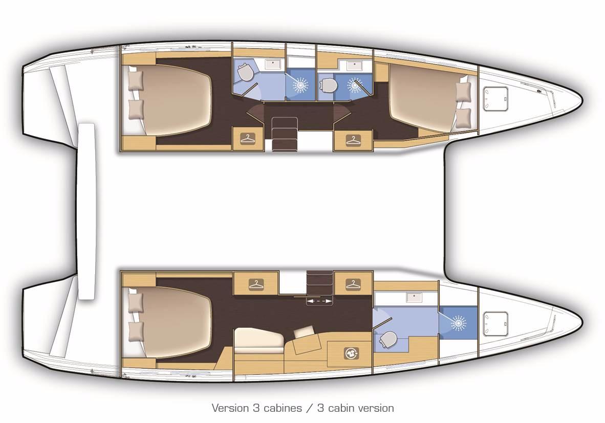 Manufacturer Provided Image: Lagoon 42 3 Cabin Layout
