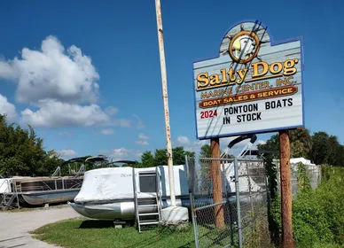 Salty Dog Marine Center Sign