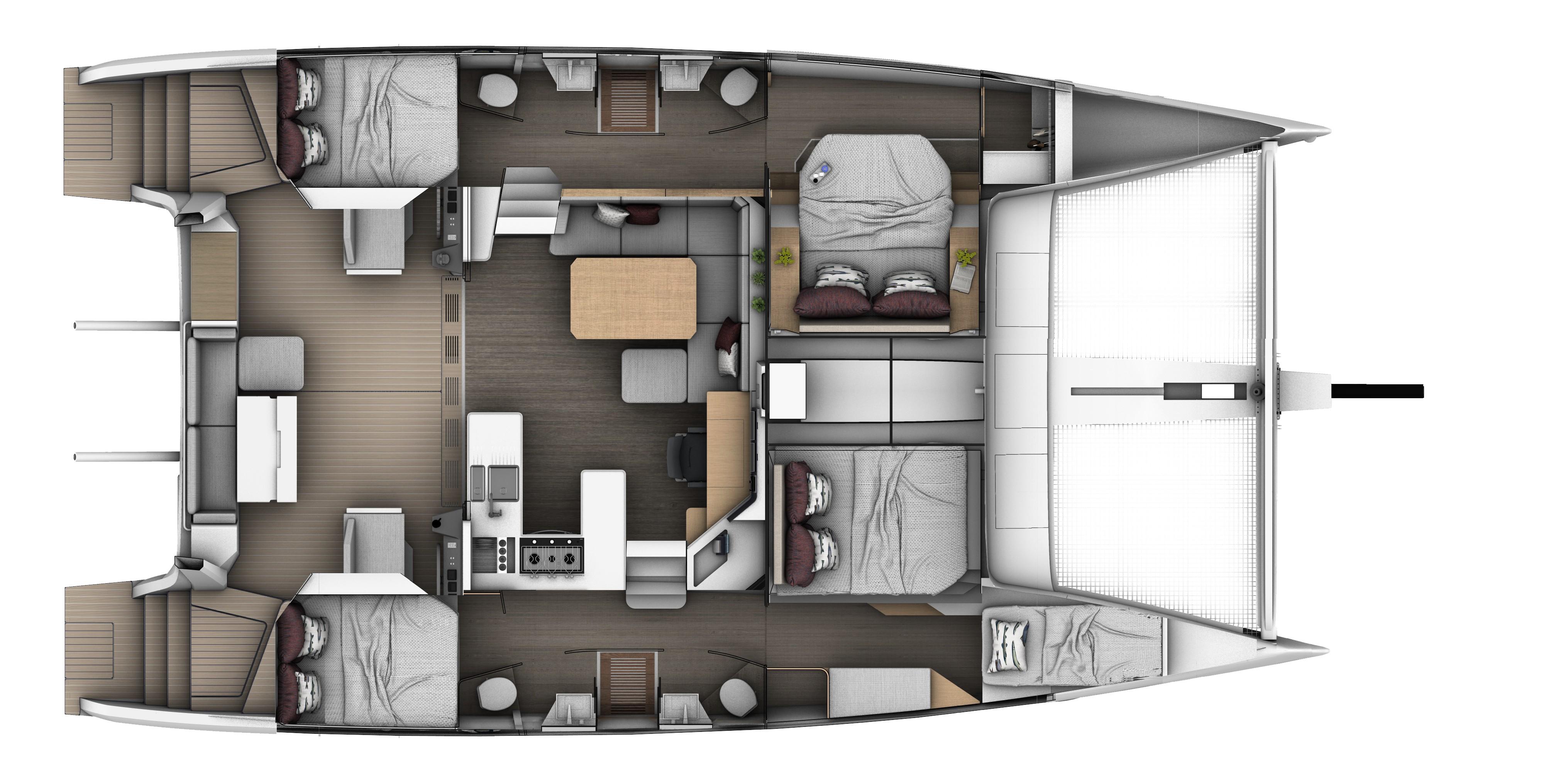 SEAWIND 1370 4 cabin 4 heads layout