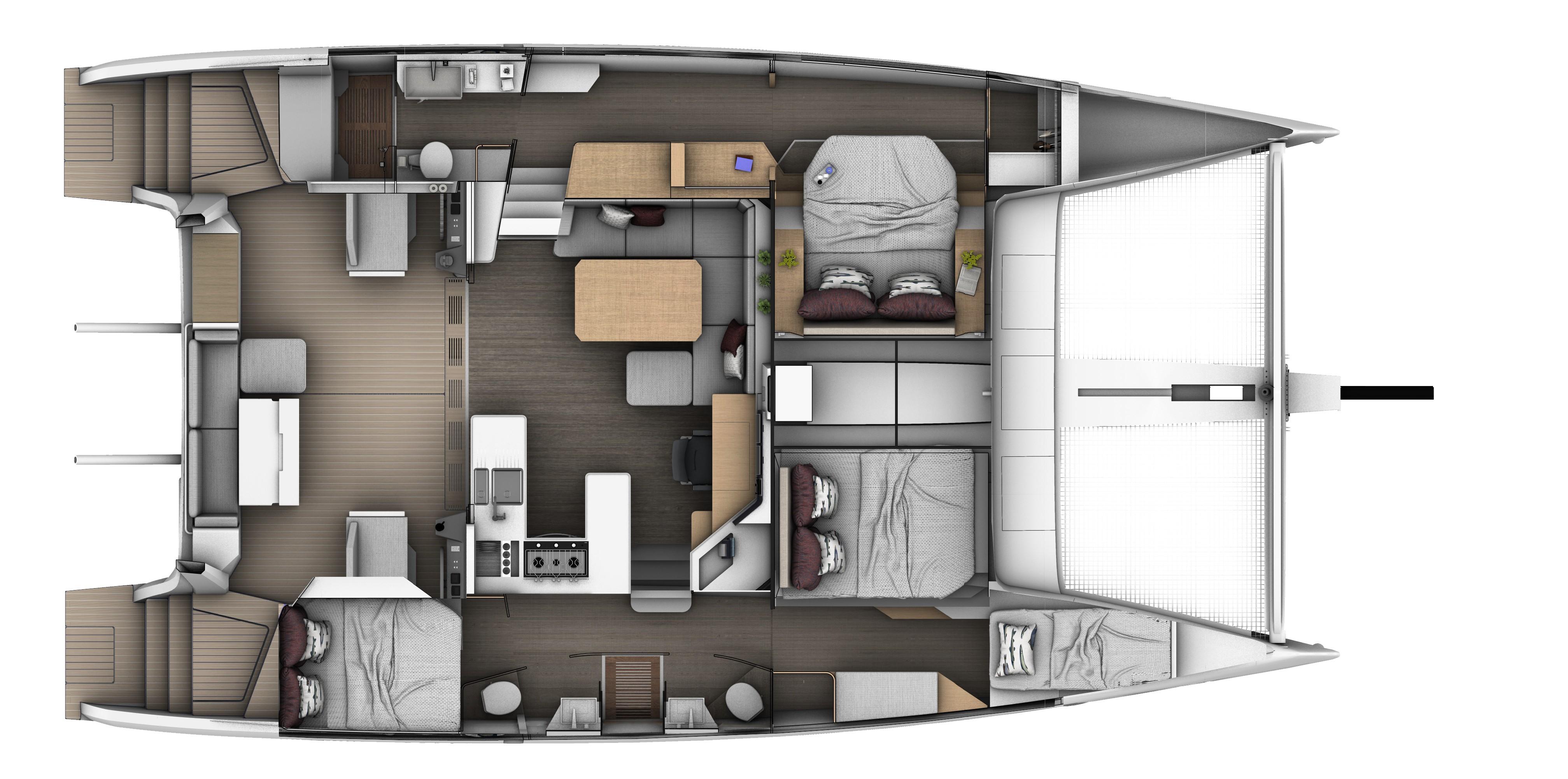 SEAWIND 1370 4 cabin 3 heads layout