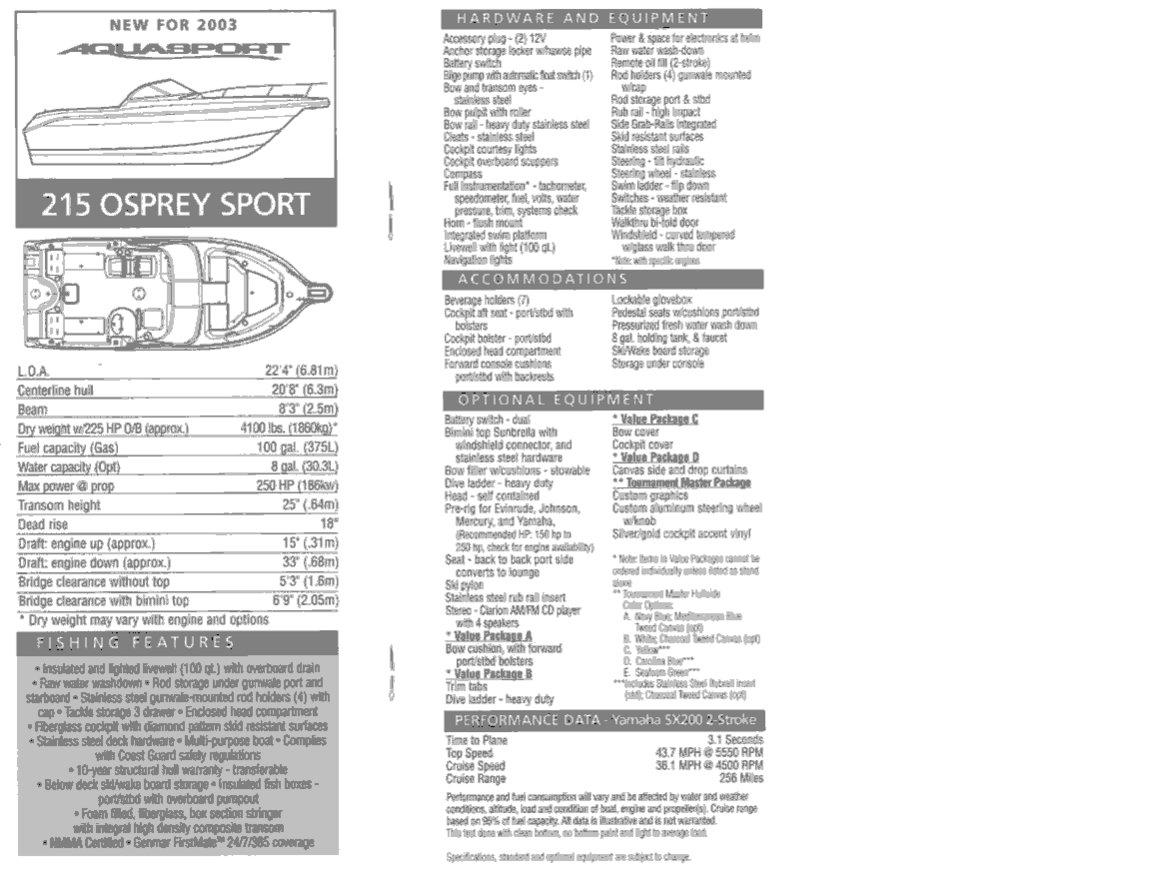 2005 Aquasport 215 Osprey Sport