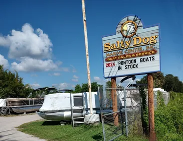 Salty Dog Marine Center Sign