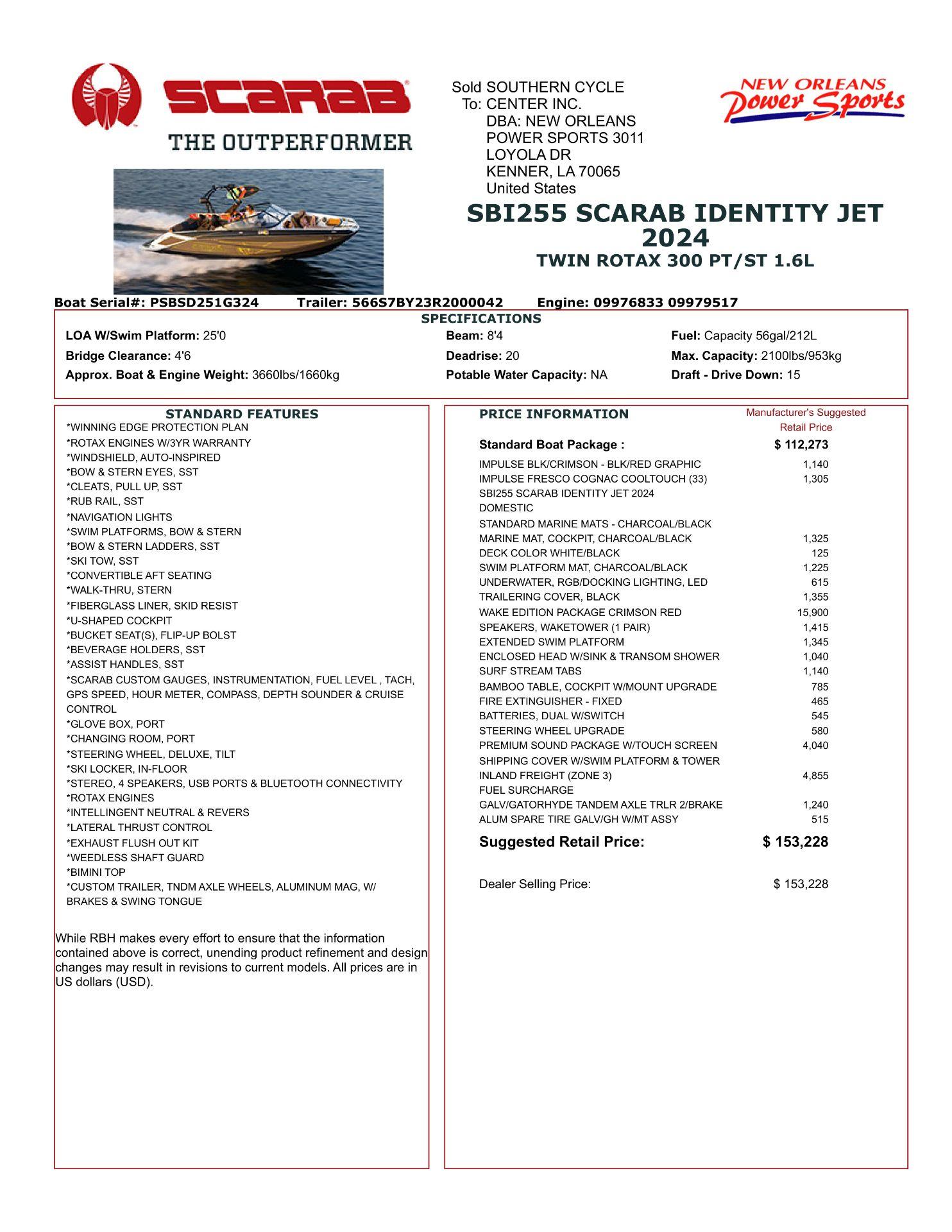 2024 Scarab SBI255 IDENTITY