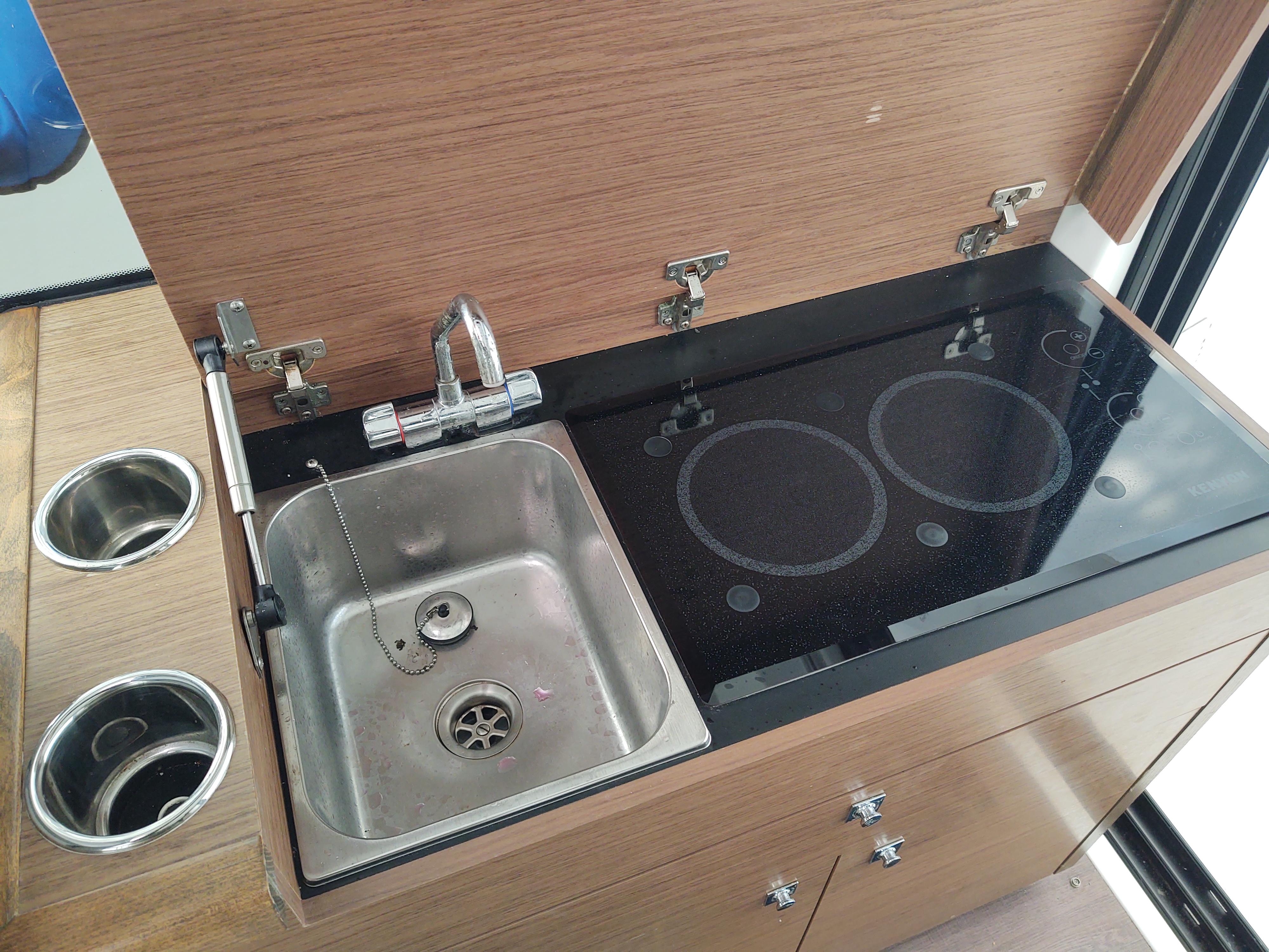 Knot Shore Galley sink and cooktop