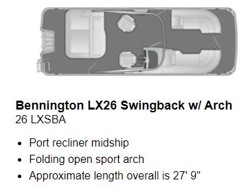 2022 Bennington LX 26 Swingback