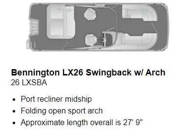 2022 Bennington LX 26 Swingback