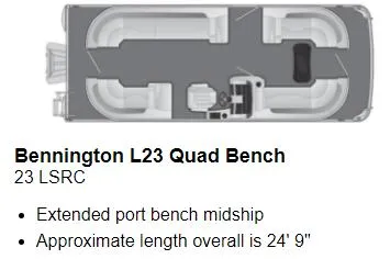 2022 Bennington L 23 Quad Bench