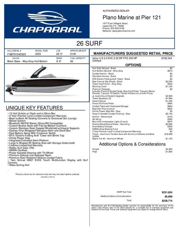 2023 Chaparral 26 Surf