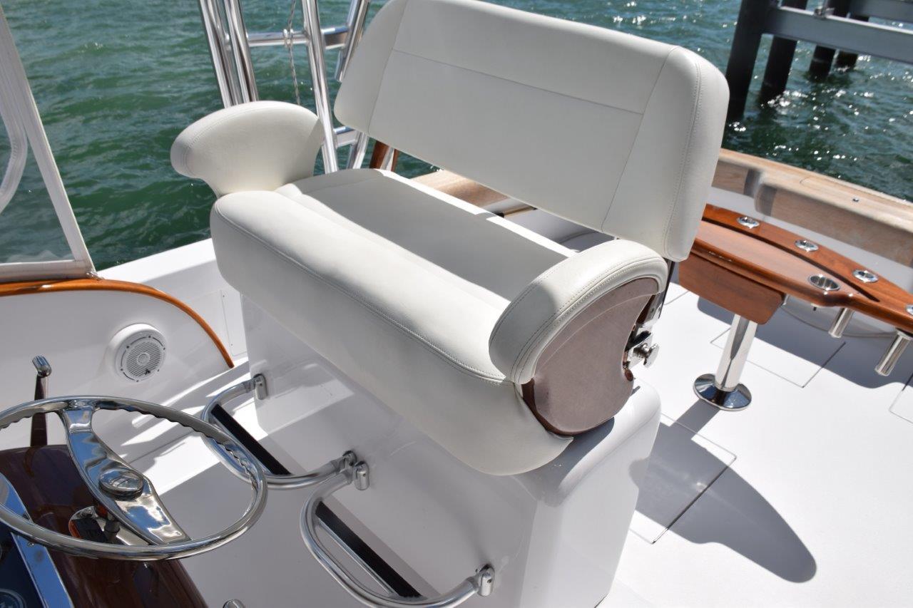 Optional Bench Helm seat with tackle storage behind