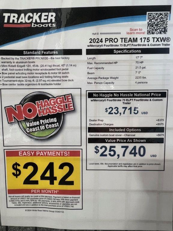 2024 Tracker Pro Team 175 TXW
