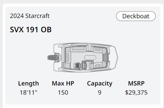 2024 Starcraft SVX 191 OB