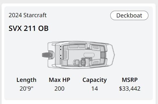 2024 Starcraft SVX 211 OB