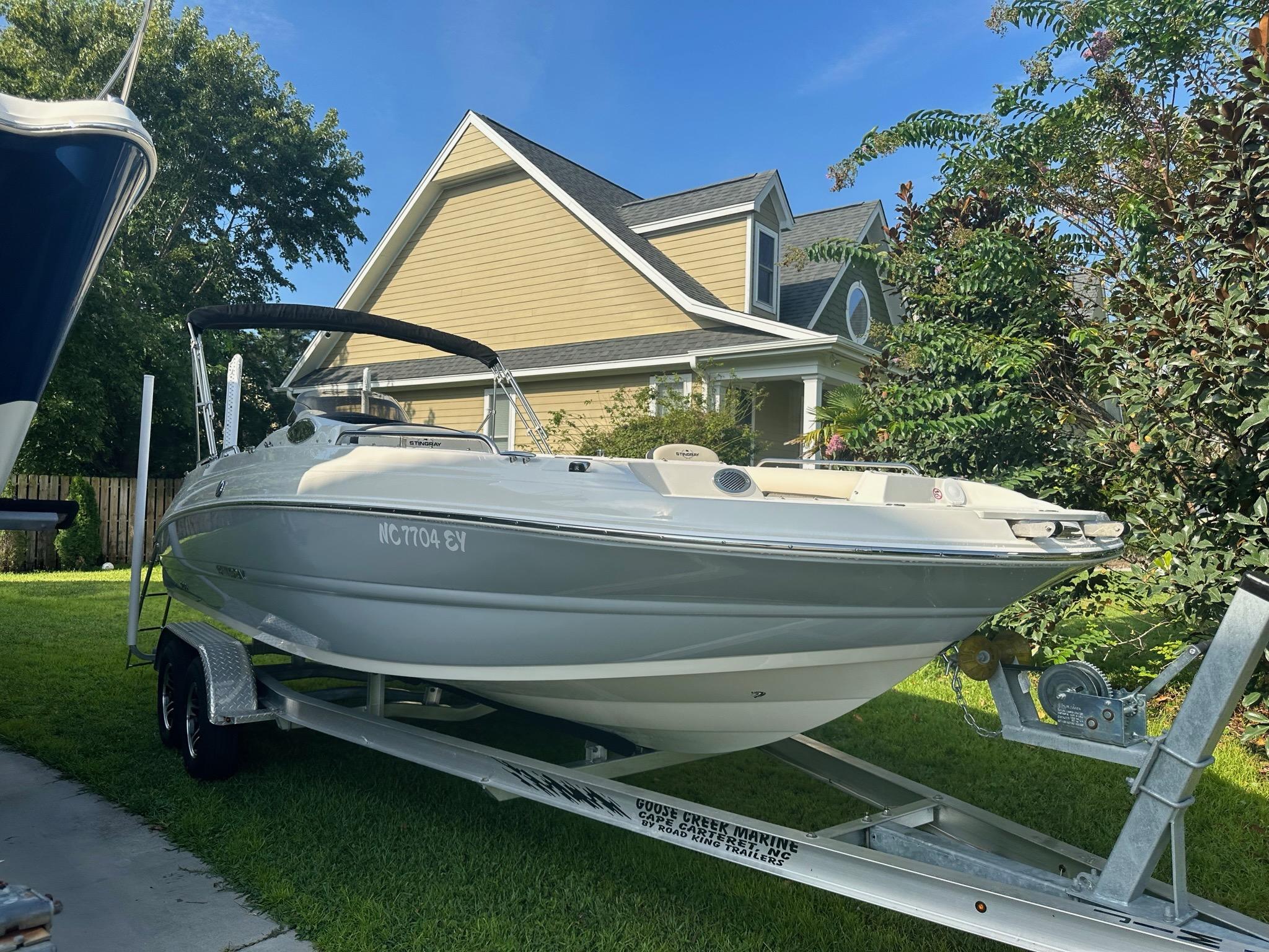 New upholstery on a Stingray boat. call us . let's make your boat look like  new again.