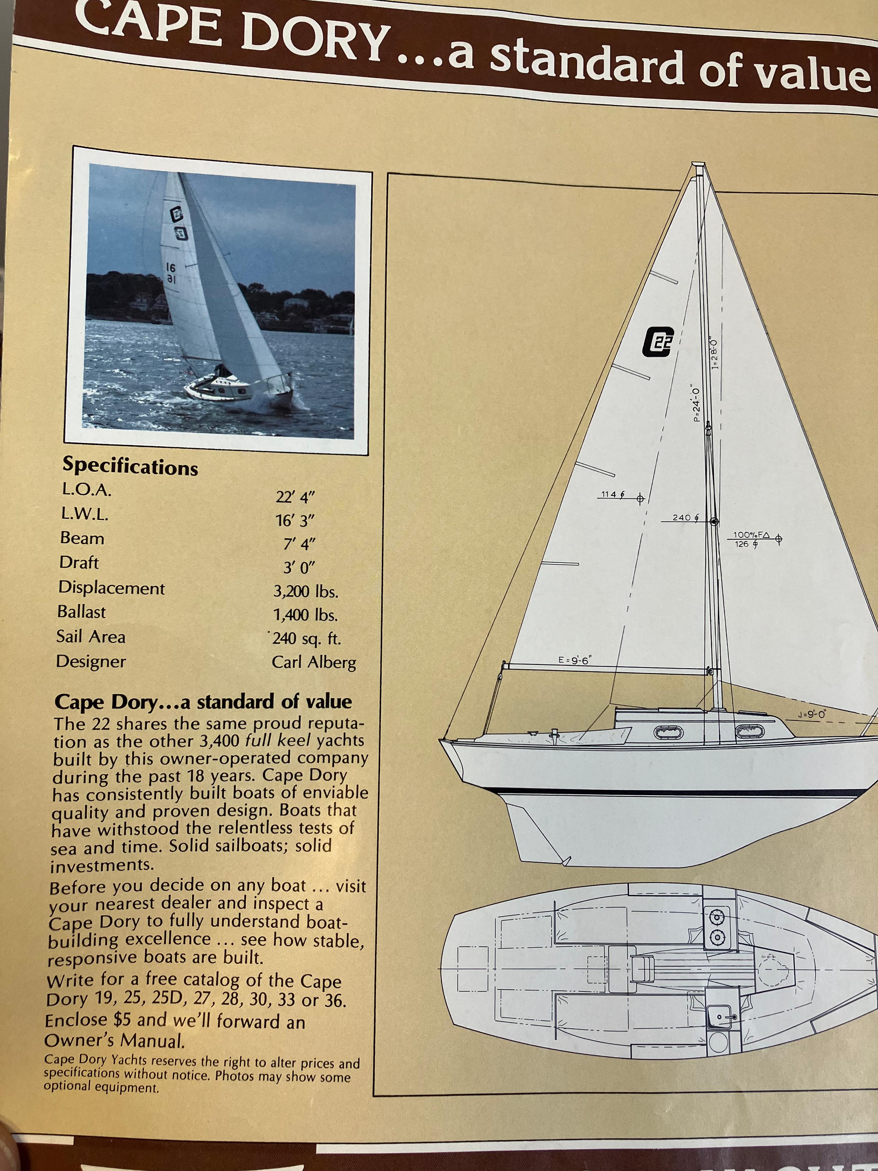 1982 Cape Dory 22 Diesel sail