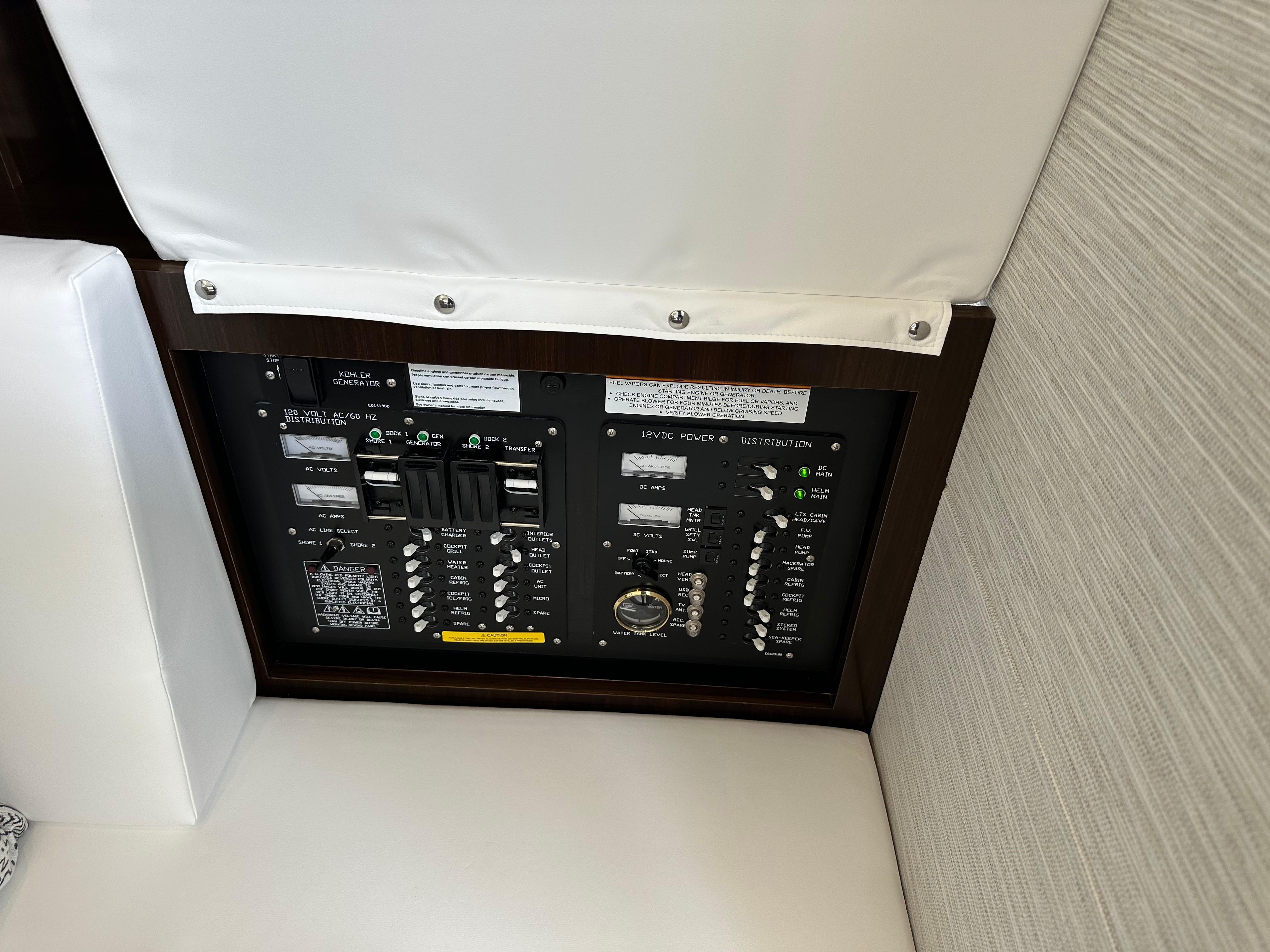 AC and DC power panel in cabin