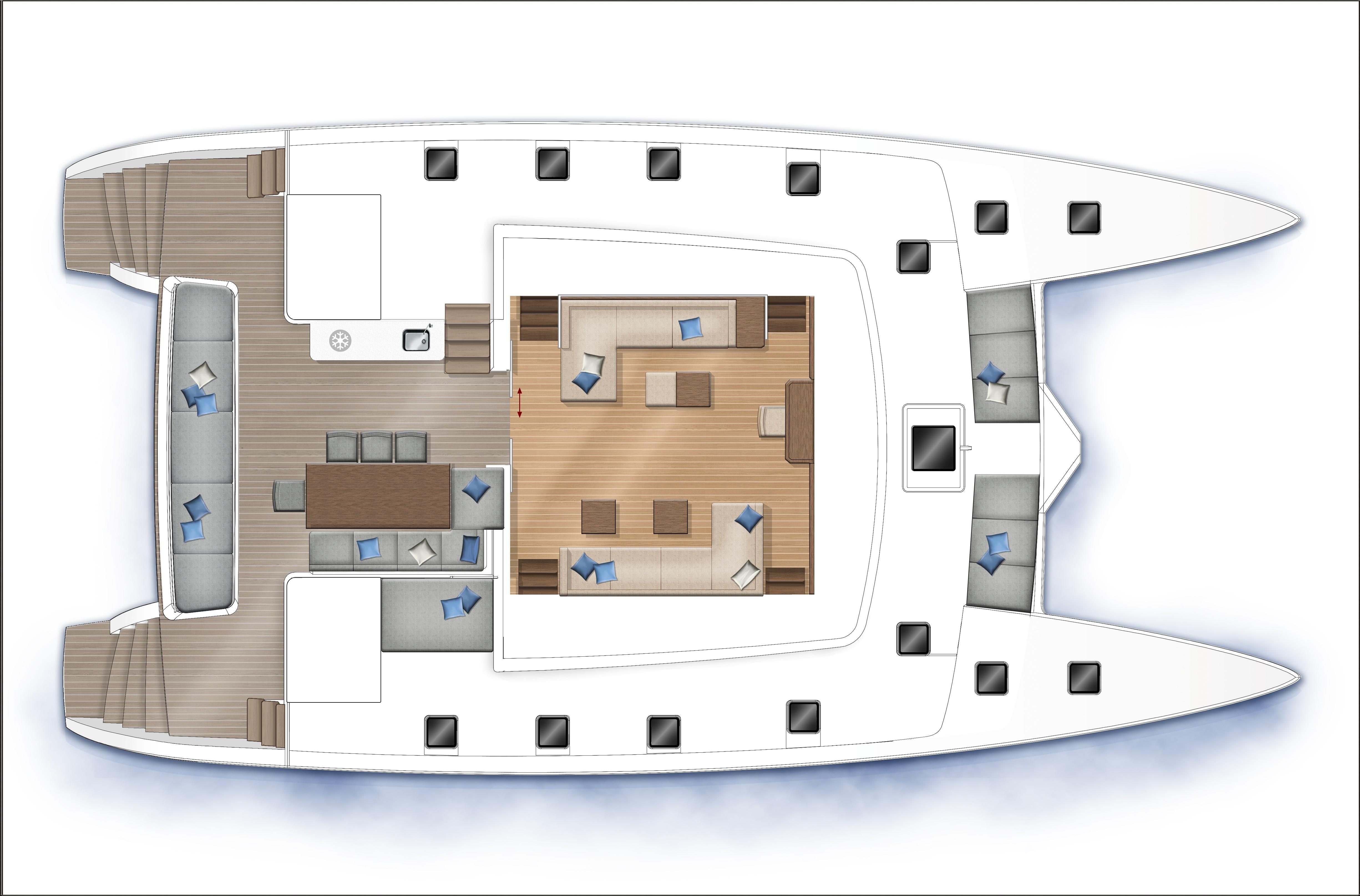 Manufacturer Provided Image: Lagoon 620 Upper Deck Layout Plan