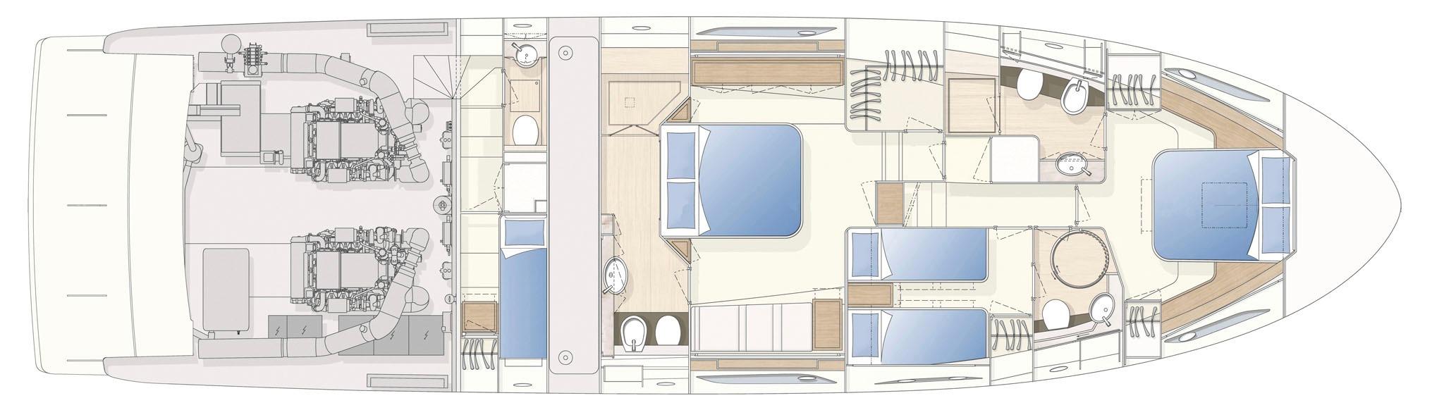 Manufacturer Provided Image: Ferretti 650 Lower Deck Layout Plan
