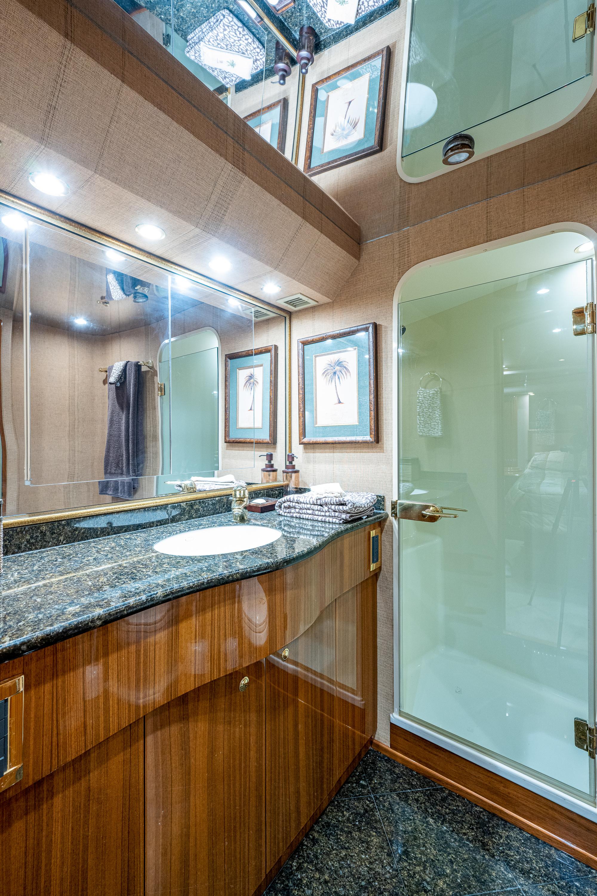 Viking 74 Convertible Reel Estate - Master Stateroom Head, Walkin Shower, Sink with Vanity