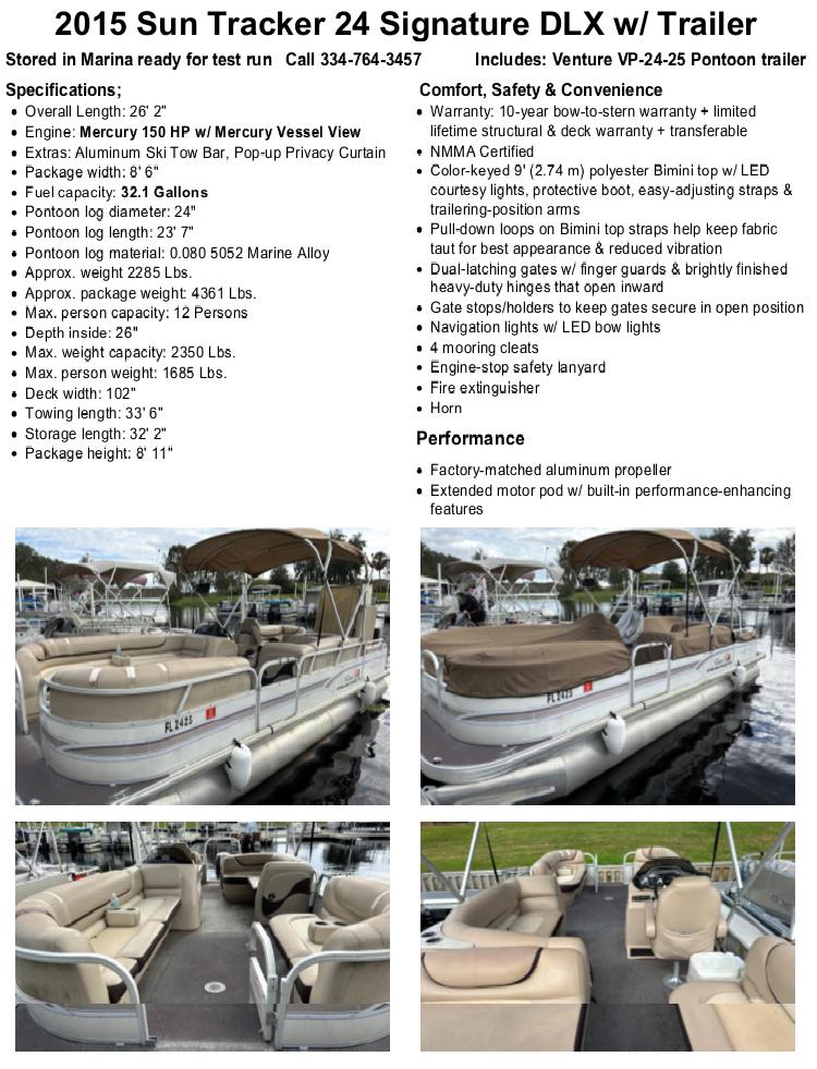 2017 Tracker Suntracker Party Barge 24 DLX - Hughes Marine