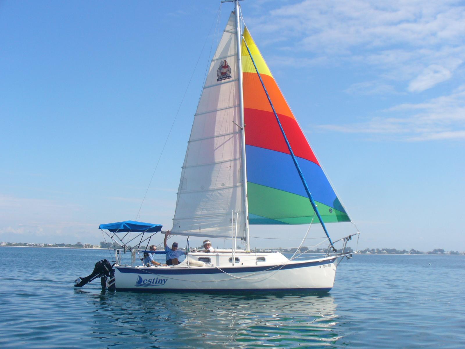 Sailboat and a Pink and Orange Sunset in Venice, Florida